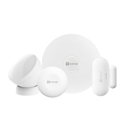 Kit de Alarma Inalambrico / Incluye: 1 Hub, 1 Sensor PIR, 1 Contacto Magnético y 1 Smart Boton / Configuración y Visualización por App Móvil EZVIZ / Protocolo Zigbee