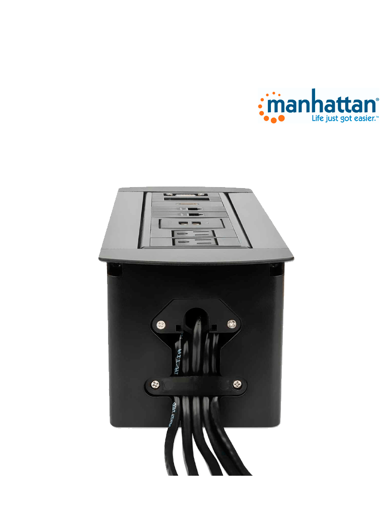 MANHATTAN 164863 - Caja de Conexiones para Mesa/ Enchufe/ USB/ HDMI/ VGA/ Red/ Audio 3.5 mm/