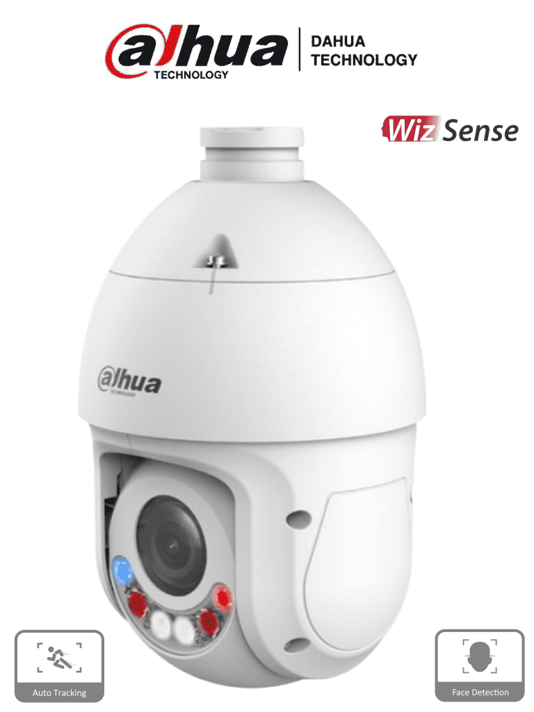 DAHUA SD4E425GB-HNR-A-PV1 - Cámara IP PTZ de 4 MP con WizSense, TiOC, FullColor, zoom 25x, Quick Pick, AutoTracking, SMD 4.0, IR 100 m, luz visible 50 m, E/S de alarma y audio, IP66 y PoE. Tecnología avanzada para tu seguridad