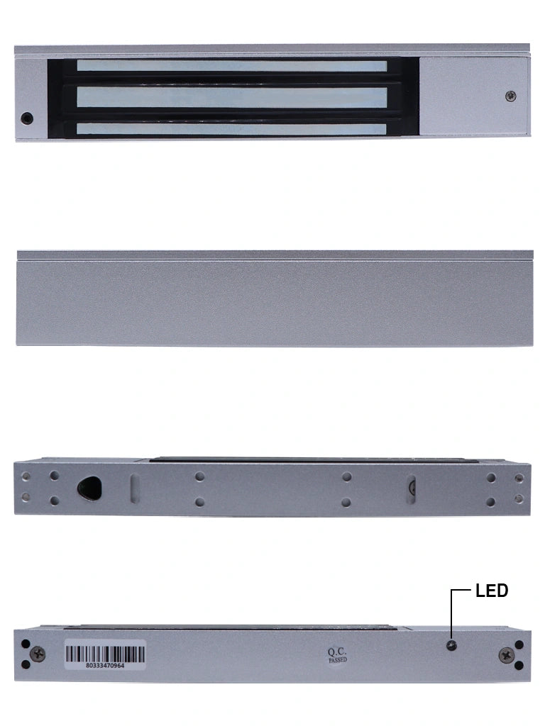 ZKTECO LM200LED - Cerradura Magnética para Uso Interior, Fuerza de Sujeción 200kg, 12/24 VCC, Fail Safe, Compatible con Puertas de Madera, Vidrio y Metálicas