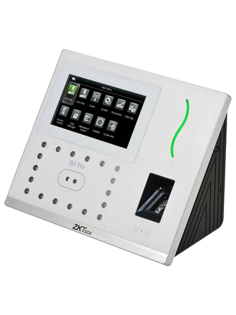 ZKTECO G3PRO -Control de Asistencia y Acceso con Autenticación Facial (12000 Rostros), Huella Digital BioID+ (20000), Tarjeta ID 125 KHz (20000), Verificación Palma (6000), Registro de 200,000 Eventos, Green Label y TCP/IP