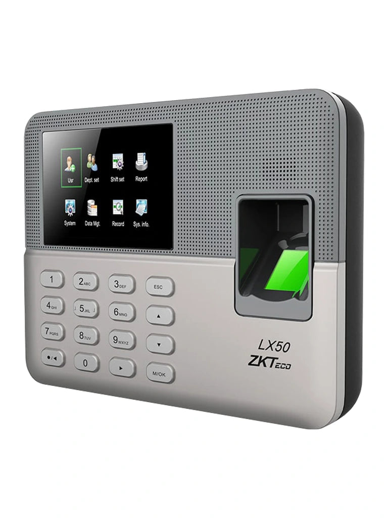ZKTECO LX50 - Control de Asistencia con Huella Digital BioID (500), Contraseñas (500), Registro de 50,000 Eventos y SSR (Reporte en Hoja de Cálculo Mediante USB)