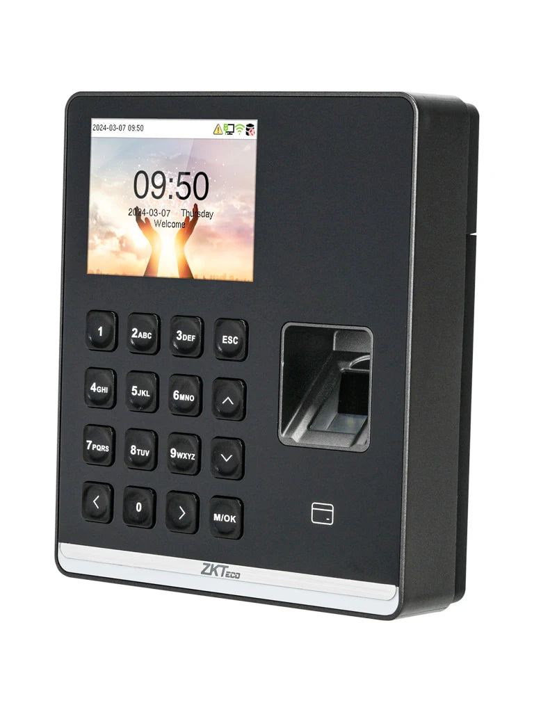 ZKTECO M1 - Control de Asistencia con Huella Digital BioID+ (500), Tarjeta de Proximidad 125 kHz (500), Contraseña (500), 100,000 Eventos y Conexión Wi-Fi (Compatible con BioTime Cloud)