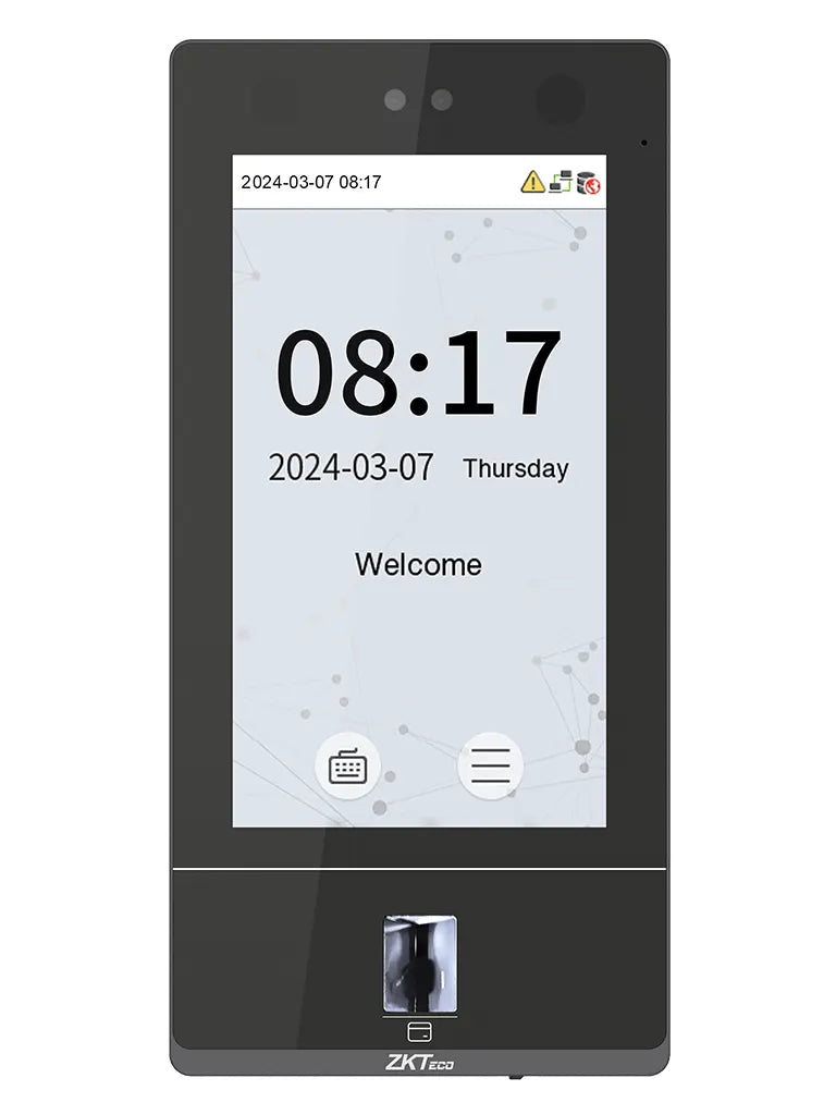 ZKTECO SenseFace 7A - Control de acceso y asistencia para 10,000 rostros / 10,000 huellas / 50,000 tarjetas de 125kHz / TCP/IP / IP65 / 1 Relevador / Compatible con Software Gratuito ZKBio Zlink