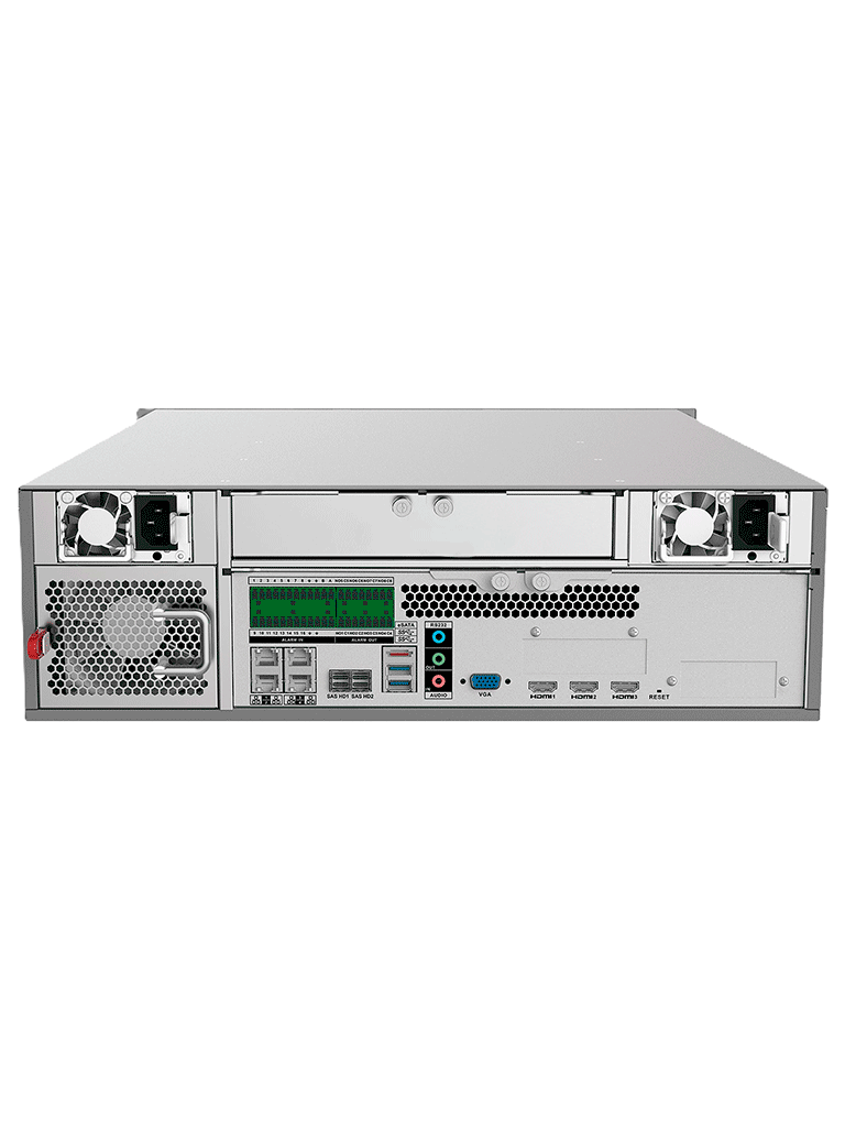DAHUA DSS7016DR-S2- Servidor de Administración de Dispositivos compatible con Software DSS Pro y dispositivos Dahua. Ofrece una capacidad de 600Mbps y cuenta con 15 bahías SATA Hot Plug. Soporta RAID para una gestión avanzada y segura de dispositivos.