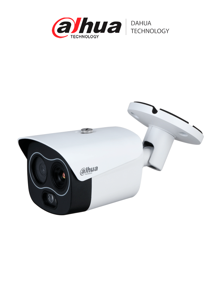 DAHUA DHI-TPC-BF1241-B7F8-DW-S2 Mini cámara tipo bala IP térmica de 4MP con IA: detección de calor, clasificación de personas/vehículos, detección de humo y llamas. Fusión de imagen dual, PoE, IP67, rango de medición de –20°C a +550°C