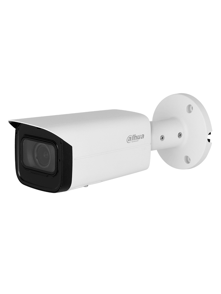 DAHUA IPC-HFW3841T-ZAS-S2 Cámara IP Bullet 4K de 8 MP, lente motorizado 2.7-13.5 mm, ángulo 109°, IR 60m, IA WizSense, Detección de Movimiento Inteligente, Protección Perimetral, PoE, WDR, H.265+, IP67, Entrada/Salida Alarma y Audio.