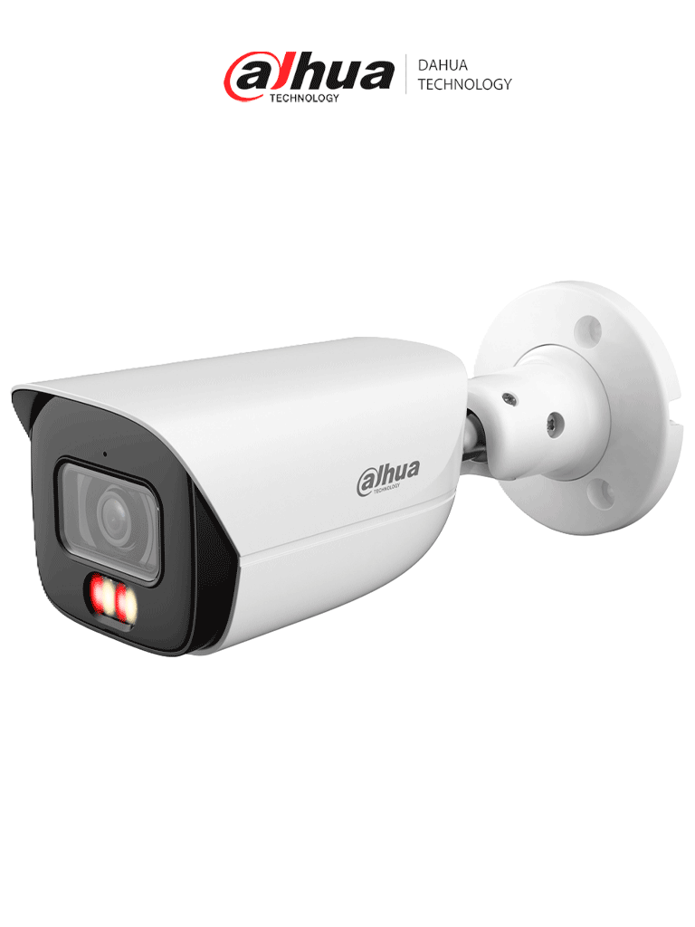 DAHUA DH-IPC-HFW3449E-S-IL - Camara IP Bullet de 4 Megapixeles con Iluminador dual/ WizSense/ Lente de 2.8mm/ 107 Grados de Apertura/ Microfono Integrado/ IR de 50 Metros/ SMD 4.0/ AcuPick/ AI SSA/ WDR Real/ IP67/ Ranura para MicroSD/ PoE/