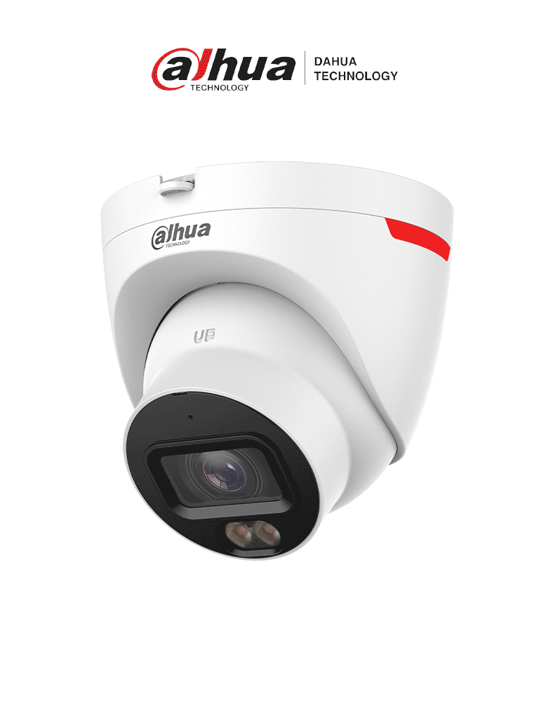 DAHUA DH-IPC-HDW2449T-S-PRO - Cámara IP Domo de 4 MP ofrece tecnología WizColor y WizSense con IA, SMD Plus, lente de 3.6 mm, micrófono integrado, WDR 120 dB, ranura MicroSD, PoE, y protección IP67