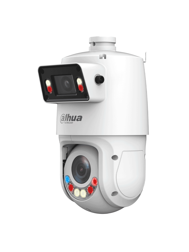 DAHUA SDT4E425-4F-GB-A-PV1 - Cámara IP PTZ TiOC Multivisión de 4 Megapixeles/ 2 Lentes de 4MP/ WizSense/ 25X Zoom/ IR de 100 mts/ Autotracking 3.0/  Iluminación Dual/ PoE+/ Disuasión activa/ SMD 4.0/ Quick Pick/ IP66/ E&S de Alarma y Audio/