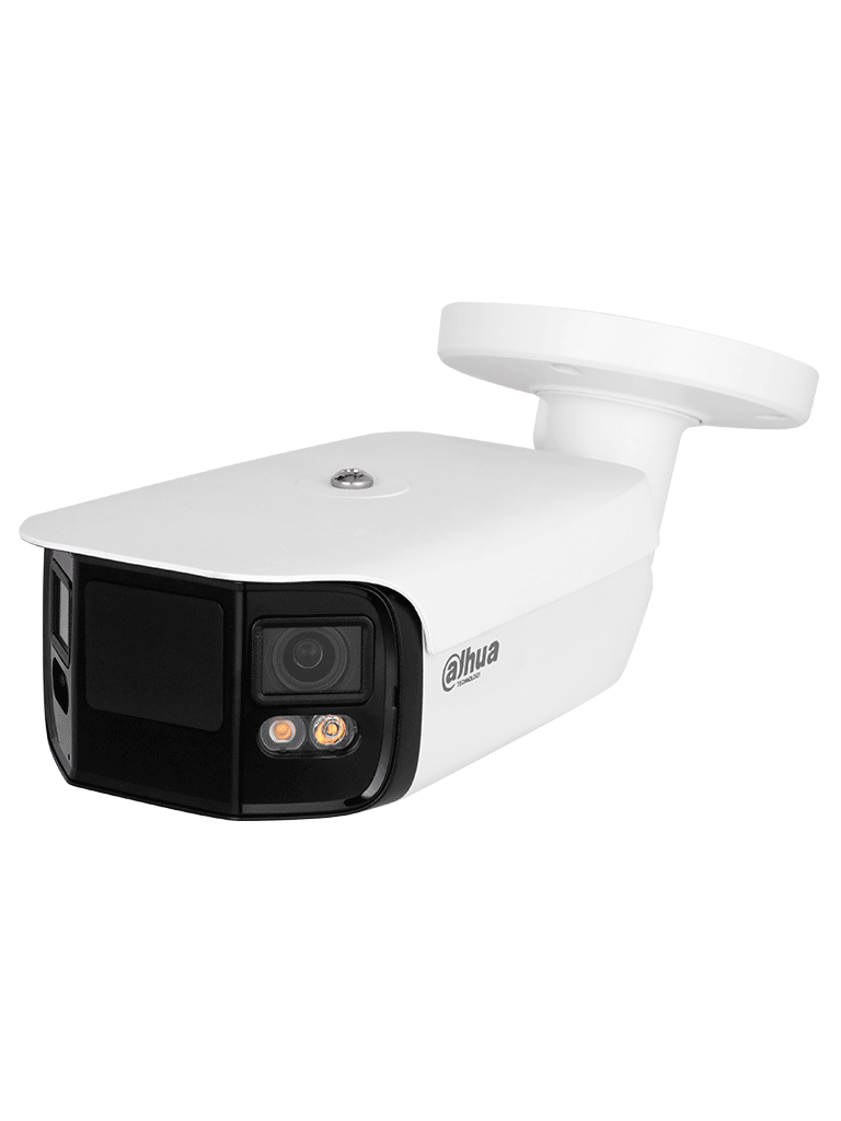 Dahua IPC-PFW5849-A180-E2-ASTE - Cámara IP Bullet 4K con multivisión en color, LED de 40 m y ángulo de 180°. Tecnología H.265, WDR, ROI, y SMD 4.0. Resistente al agua (IP67) con audio y alarma E&S para una vigilancia avanzada y detallada.