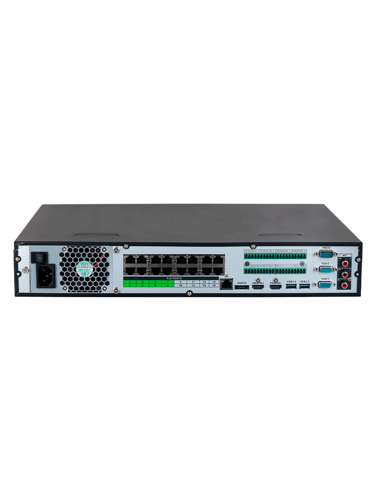 DAHUA DHI-NVR5416-16P-EI -NVR de 16 canales IP4K con tecnología Acupick y WizSense,16 puertos PoE, 8ePoE, y 4 bahías para discos duros. Incluye canales con reconocimiento facial, SMD Plus,soporte para cámaras con IA y protección perimetral