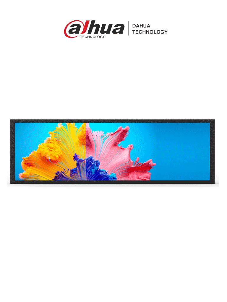 DAHUA DHI-ESL-L370-02 - Pantalla tipo Barra LCD de 37" para anaqueles ESL / Publicidad de video / Comunicación WiFi / 2 Puertos USB / /1 puerto HDMI / Imagen a color / Puerto de red RJ-45 /Resolución 1920 × 540 / RoHS / Operación 24-7