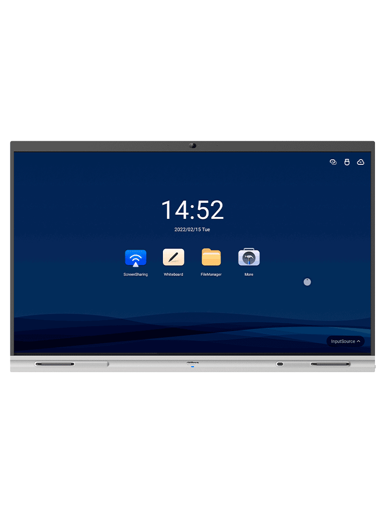 DAHUA DHI-LCH75-MC410-B - Pantalla interactiva 4K/UHD de 75" con tecnología táctil y Android. Resolución 3840 x 2160, cámara de 5 MP, micrófono y altavoces integrados. Ideal para escuelas y oficinas. Diseño robusto con case metálico