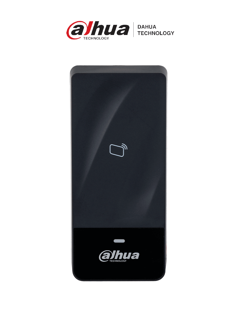 DAHUA ASR1200E - Lectora de tarjetas Mifare 13.56 MHz / Para exteriores / IP66 / Conexión Wiegand o RS485 / Indicador de luz y sonido