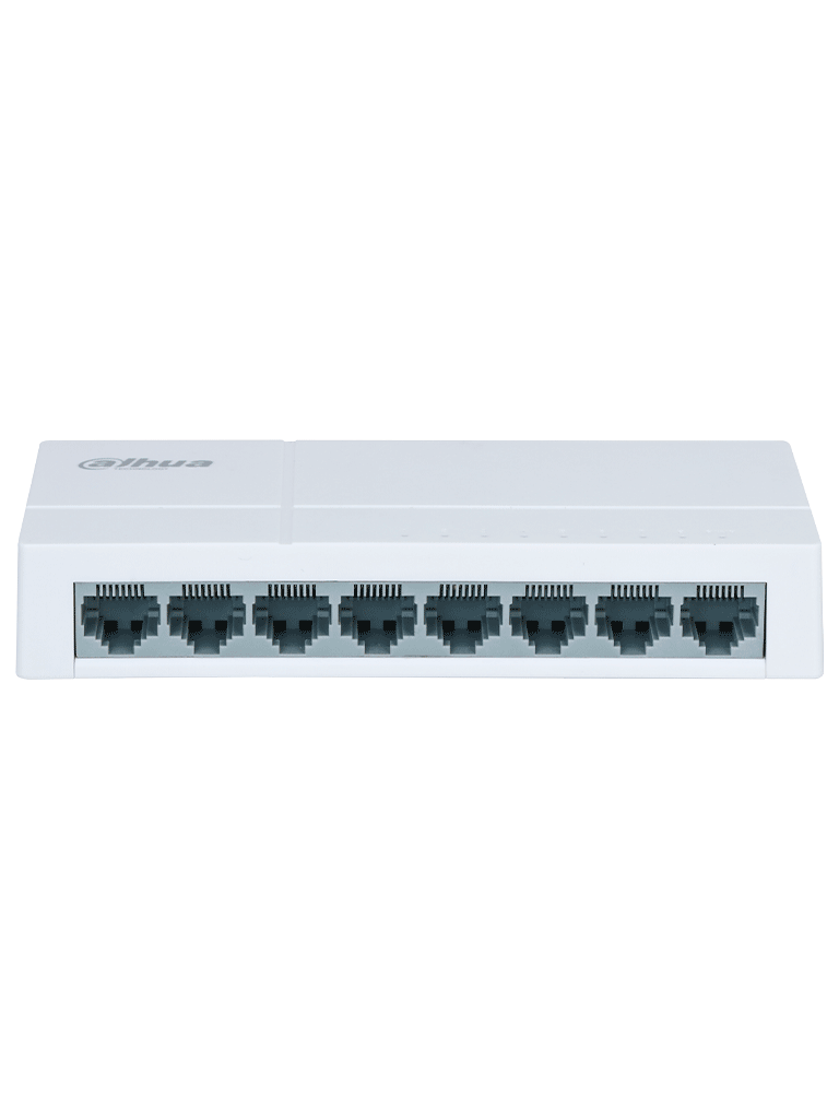 DAHUA PFS3008-8ET-L - Switch para Escritorio de 8 Puertos Fast Ethernet/ 10/100/ Diseño Compacto/ Capa 2/ switching 1.6 Gbps/ Velocidad de Reenvio de Paqutes 1.19 Mbps/