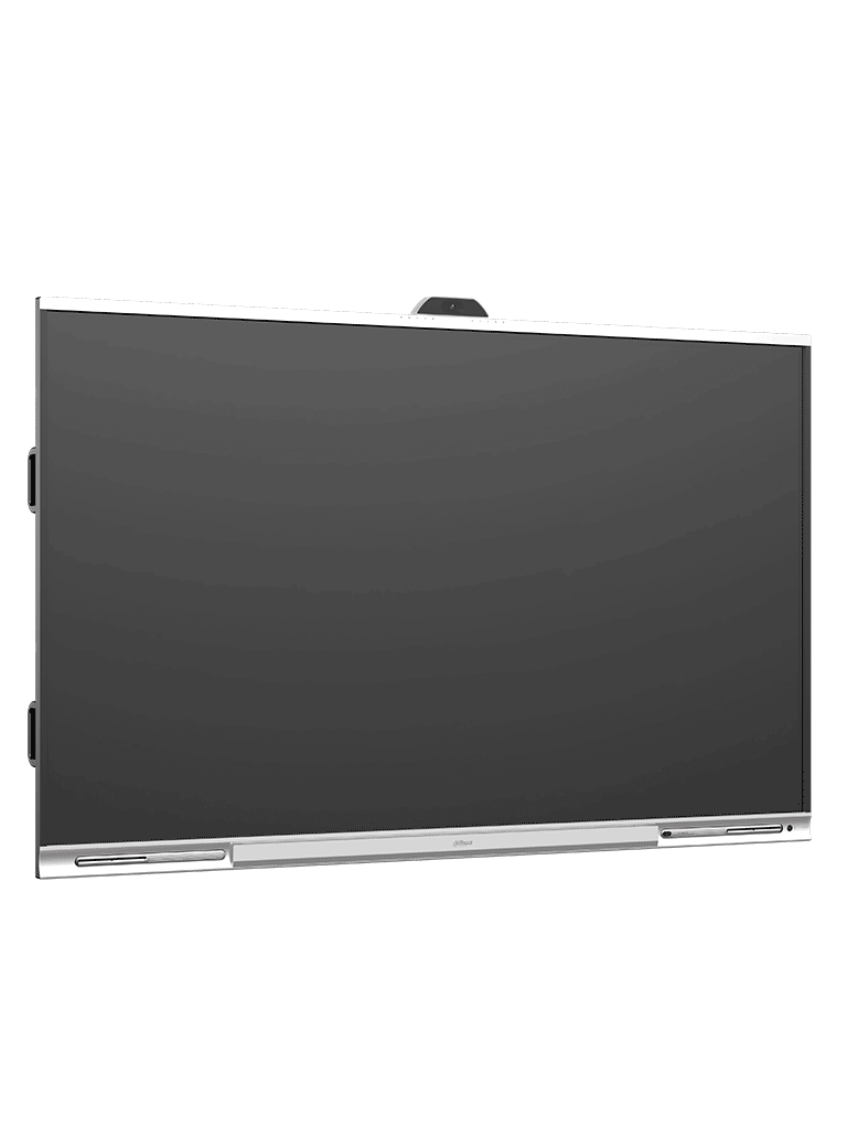 DAHUA DHI-LPH86-MC470-P - Pantalla interactiva UHD 4K de 86" con sistema Android. Ofrece resolución 3840x2160, cámara de 48MP, micrófono y altavoces integrados. Diseño robusto con carcasa metálica y brillo de 350 cd/m² para imágenes claras.