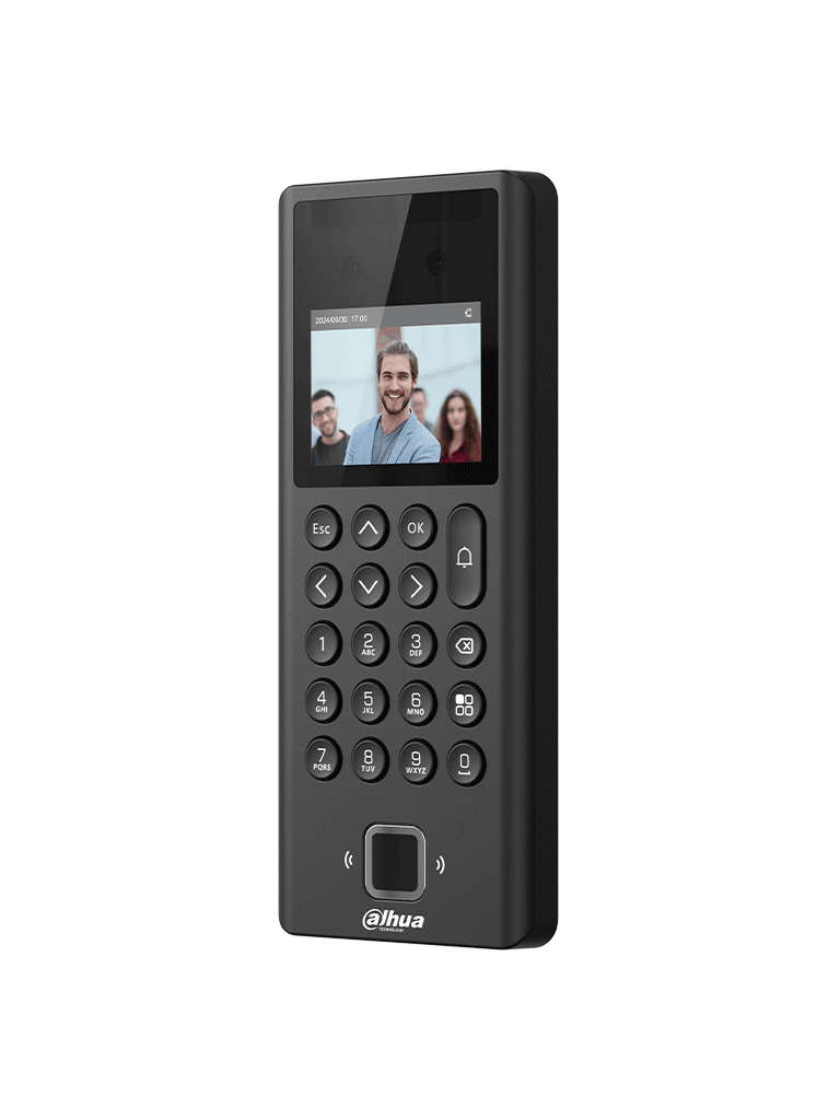 DAHUA ASI3204E - Control de acceso y Asistencia con reconocimiento facial / Pantalla de 2.4" / 1,000 Usuarios / 1,000 Contraseñas / 3,000 tarjetas Mifare / 3,000 Huellas /  50 Administradores / 100,000 Registros / Salida de 12V 1A