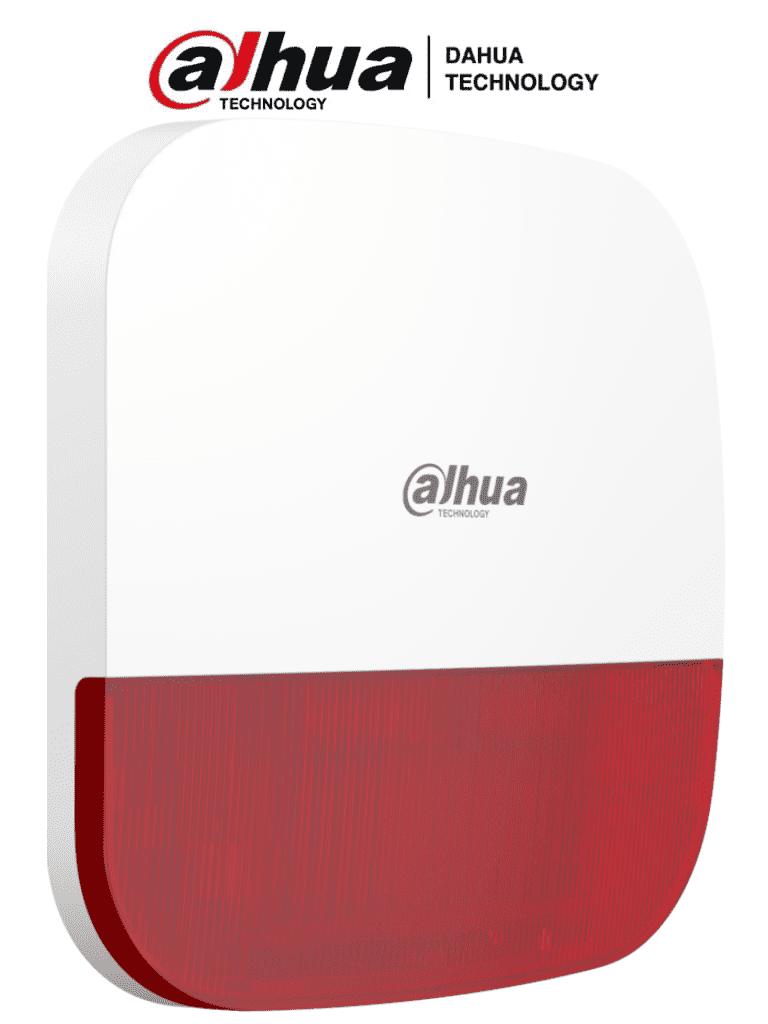 DAHUA DHI-ARA13-W2(915R) - Sirena Inalámbrica para Exterior con Estrobo Rojo, Frecuencia 915 MHz, 110dB, Múltiples sonidos de Alarma, IP65, Alarma de Batería Baja