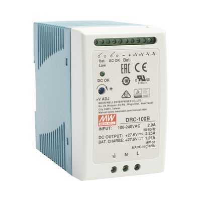 Fuente de poder Riel Din 24V, 100W con Cargador de Bateria