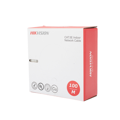 Bobina de Cable UTP 100 Mts / Cat 5E (24 AWG) / Color Blanco / PVC (CM) / Uso en Interior / 100% Cobre / Aplicaciones de CCTV y Redes de Datos