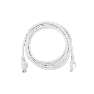 Cable de Parcheo (Patch Cord) / UTP / Cat. 6 (24 AWG) / 2 Metros (6.56 Pies) / Color Blanco/ Ideal para PoE+ / Interior