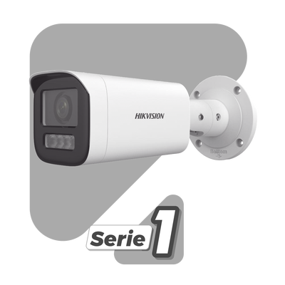 Bala IP 4 Megapíxel / Lente Motorizado 2.8 a 12 mm / Dual Light (50 mts IR + 50 mts Luz Blanca) / ACUSENSE Lite / Microfono Integrado / Exterior IP67 / WDR 120 dB / PoE  / Micro SD / Alarmas I/O