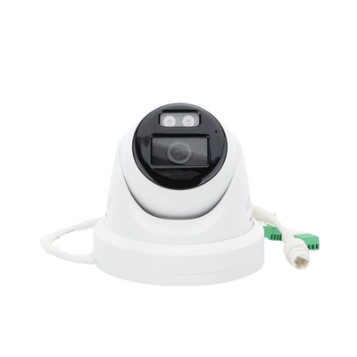 [Dual Light + ColorVu] Turret IP 4 Megapixel / Lente 2.8 mm / 30 mts IR + 30 mts Luz Blanca / Exterior IP67 / Luz Intermitente y Alerta de Audio / Micrófono Integrado / Videoanaliticos (Filtro de Falsas Alarmas) / WDR 130 dB / Captura Facial