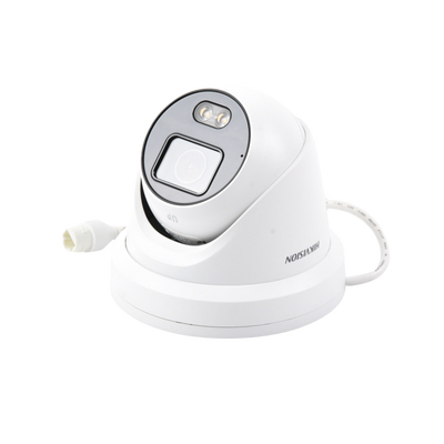 Turret IP 4 Megapixel / Imagen a Color 24/7 / Lente 4 mm / Luz Blanca 30 mts / WDR 130 dB / Exterior IP67 / Micrófono Integrado / Captura Facial / Videoanaliticos (Filtro de Falsas Alarmas) / Metal / MicroSD