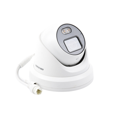 Turret IP 4 Megapixel / Imagen a Color 24/7 / Lente 4 mm / Luz Blanca 30 mts / WDR 130 dB / Exterior IP67 / Micrófono Integrado / Captura Facial / Videoanaliticos (Filtro de Falsas Alarmas) / Metal / MicroSD