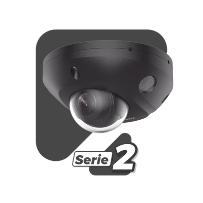 [Dual Light + 2 Micrófonos Integrados] Mini Domo IP 4 Megapixel / Color Negro / Lente 2.8 mm / 30 mts Luz Blanca + 30 mts IR / ACUSENSE / Exterior IP67 / IK08 /  WDR 120 dB / PoE / ONVIF / Alarmas I/O / Micro SD / ACUSEARCH