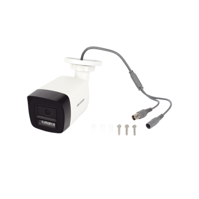 [Audio Bidireccional + Dual Light + ColorVu] Bala TURBOHD 3K  (5 Megapixel) / Lente 2.8 mm Angulo de vision 112° / 30 mts IR EXIR + 20 mts Luz Blanca / Micrófono y Bocina Integrado / Exterior IP67 / Metal / dWDR