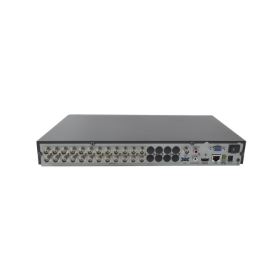 DVR 4 Megapixel / 24 Canales TURBOHD + 8 Canales IP / 2 Bahías de Disco Duro / 1 Canal de Audio / Videoanalisis