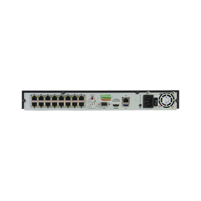 NVR 12 Megapixel (4K) / 32 canales / 16 Puertos PoE+ / Soporta Cámaras con AcuSense / Hik-Connect / 2 Bahías de Disco Duro / Switch PoE 300 mts / HDMI en 4K / Soporta POS