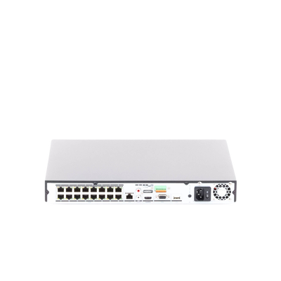 NVR 12 Megapixel (4K) / 32 canales IP / 16 Puertos PoE+ / Recocimiento Facial / AcuSense (Evita Falsas Alarmas) / 2 Bahías de Disco Duro / HDMI en 4K / Alarmas I/O / 300 Metros PoE Modo Extendido