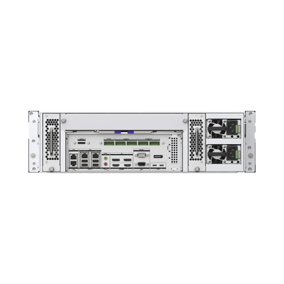 NVR 32 Megapixel (8K) / 128 canales IP / 16 Bahías de Disco Duro / 4 Puertos de Red / Soporta RAID con Hot Swap / Fuente Redundante / NVR de Alto Desempeño
