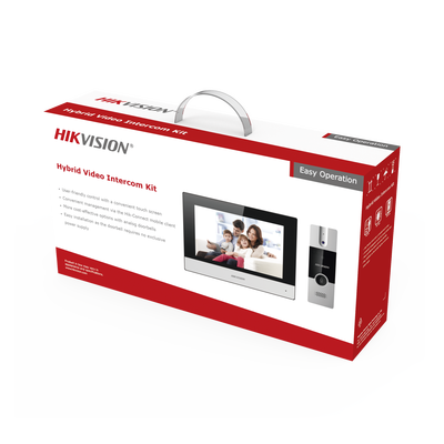Kit de Videoportero Híbrido de Plastico / IP a 4 Hilos con Función de Llamada a App Hik-Connect / Monitor se Conecta a Internet por Cable o WiFi y por 4 Hilos al Frente de Calle / Expandible a Mas Equipos