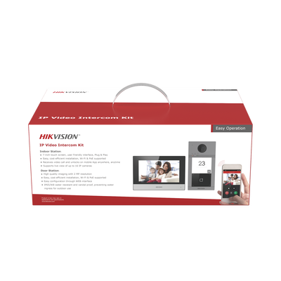Kit de Videoportero IP WiFi con llamada a App de Smartphone (HikConnect) / Programación por Interfaz Web / Frente de calle IK08 & IP65 / Soporta PoE