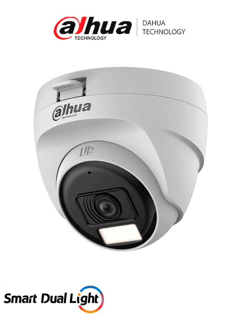 DAHUA DH-HAC-T1A51N-U-IL-A- Cámara Domo 5 MP Serie Cooper/ Lente 2.8 mm Apertura Hasta 106°/ Iluminación Dual Inteligente/ Micrófono Incorporado/ Iluminación Hasta 25Mts IR + 20Mts Luz Calida/ Plástico/ Ideal para Interior/