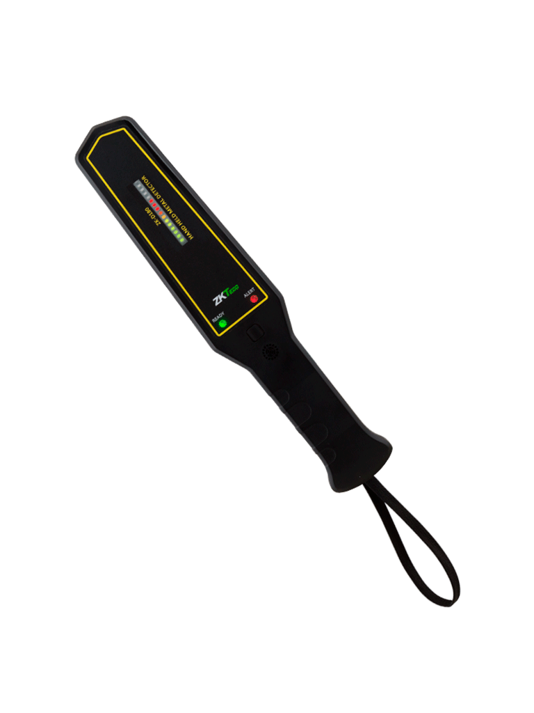 ZKTECO D180 - Detector de metales portátil con alta sensibilidad, indicador visual y alarmas sonora y de vibración. Su batería recargable de 9VDC proporciona hasta 40 horas de uso continuo, ideal para aplicaciones de seguridad eficientes y prolongadas.