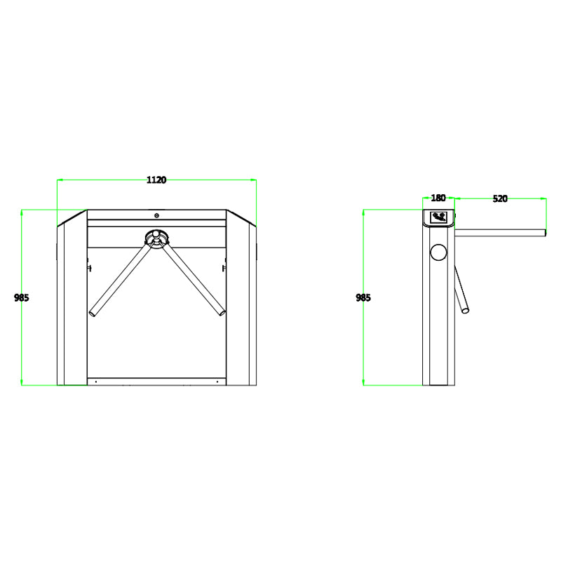 ZKTECO TS2022PRO - Torniquete Bidireccional Semiautomático Tipo puente / Acero SUS304 / Carril 50 cm / 110V / Exterior Protegido / 25 a 48 Personas x Min. / Indicadores LED / Incluye Lectores FR1200 y Panel InBio260 Integrado