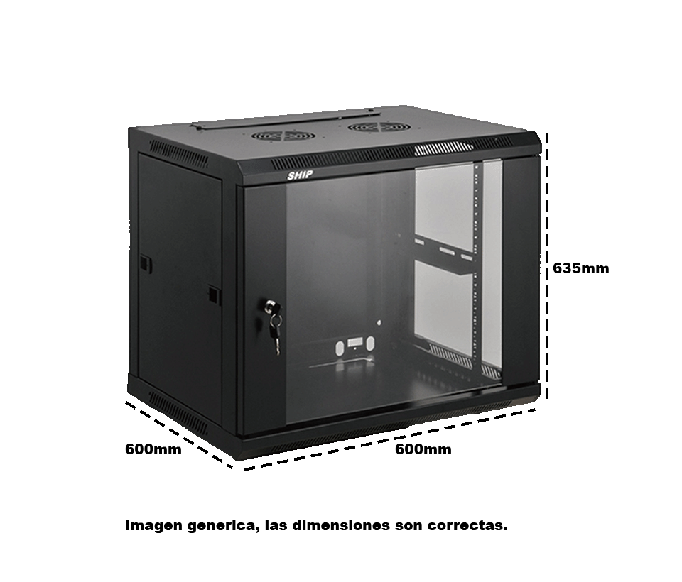SAXXON SA661201 - Gabinete de pared de 12 UR, fijo, capacidad de carga de 60 Kg. Dimensiones: 60x60x63.5 cm.