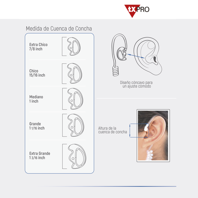 Auricular de oido abierto transparente hipoalergenico mediano
