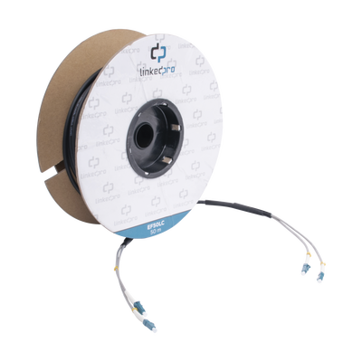 Carrete de Fibra Óptica Monomodo con Conectores LC-LC Duplex, Reforzada con Kevlar, de 50 Metros (164.04 Pies), Para Instalaciones Subterráneas por Tubería
