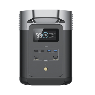 Estación de Energía Portátil Delta 2 1024Wh Litio LFP / 6 AC 1800 W (Max. 2200W) / 2 USB-C 100W / Capacidad para Aumentar Respaldo / Cargador de Coche 10A a 12.6V / Conectividad WiFi y Bluetooth (App) / Carga Solar 500W Max.