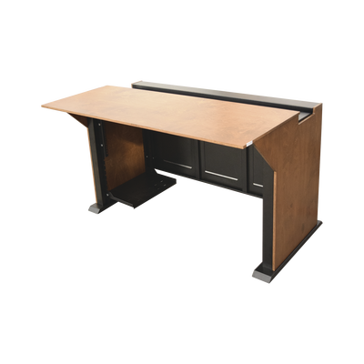 Consola Profesional para Monitoreo | Con Porta PC | Con Tomacorriente | Tapas Removibles | Color Negro y Nogal con Veta | Lamina de Acero Rolado Calibre 18 | Pintura en Polvo Electrostática.