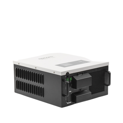 Inversor / Cargador para sistemas tipo isla de 48Vcc/120VCA de 2500W onda sinusoidal pura con controlador MPPT. Administre una fuente fotovoltaica, la red eléctrica y recargue su banco de baterías y su consumo sin problemas.