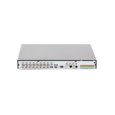 (ACUSENSE / Evita Falsas Alarmas) DVR 4K / 16 Canales TURBOHD + 16 Canales IP / 2 Bahía de Disco Duro / Audio por Coaxitron / Salida de Vídeo en 4K