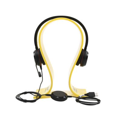 Jabra Evolve 30 Duo con conexión USB / 3.5mm, micrófono con cancelación de ruido y controlador en el cable con botones e indicadores LED (5399-823-309)