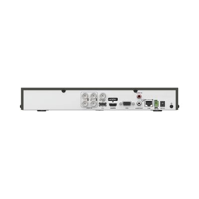 DVR 4 Canales TURBOHD + 2 Canales IP / 5 Megapixel Lite - 3K Lite / Audio Bidireccional por Coaxitron / Reconocimiento Facial / ACUSENSE (Evita falsas alarmas) / 1 Bahía de Disco Duro / Salida de Video en Full HD